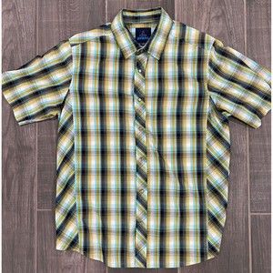 Mens Size S Prana Breathe Short Sleeve Shirt Plaid 100% Organic Cotton